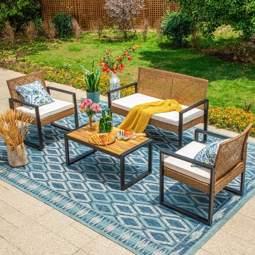 4pc patio wicker - patio, furniture