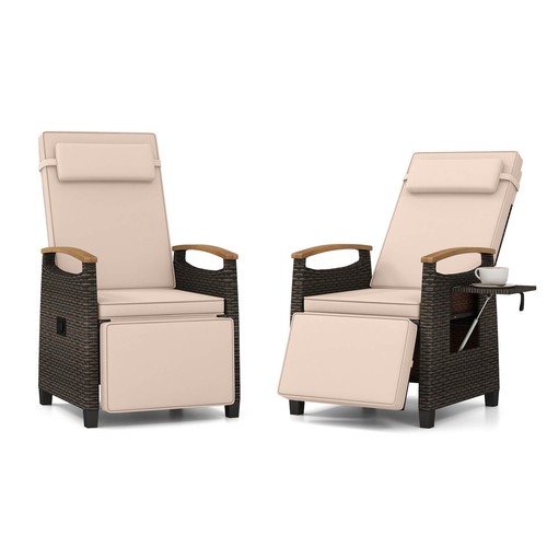2pcs patio wicker recliner - wicker,